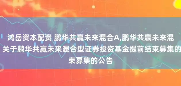 鸿岳资本配资 鹏华共赢未来混合A,鹏华共赢未来混合C: 关于鹏华共赢未来混合型证券投资基金提前结束募集的公告
