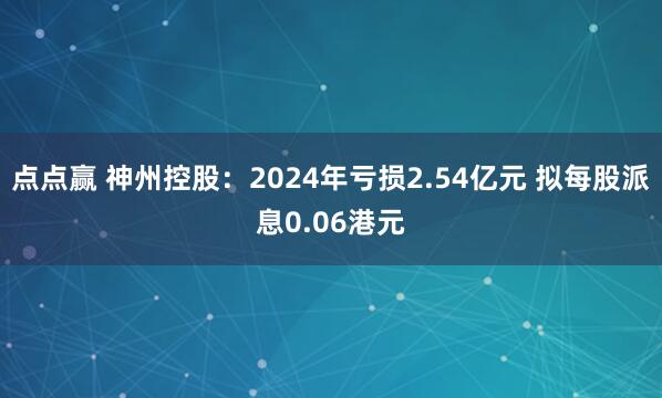 点点赢 神州控股：2024年亏损2.54亿元 拟每股派息0.06港元